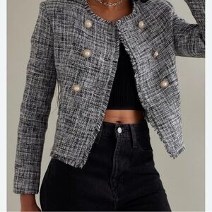 Maeve Anthropologie Lady Jacket - Channel  Vibe Size 0 Black and White Tweed